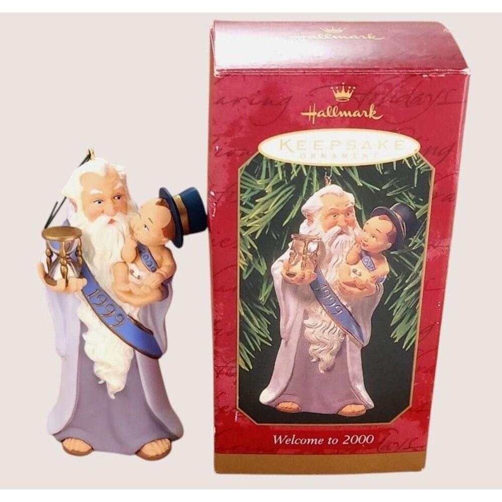 1999 Hallmark Keepsake Ornament Welcome to 2000 Father Time Millennium Box
